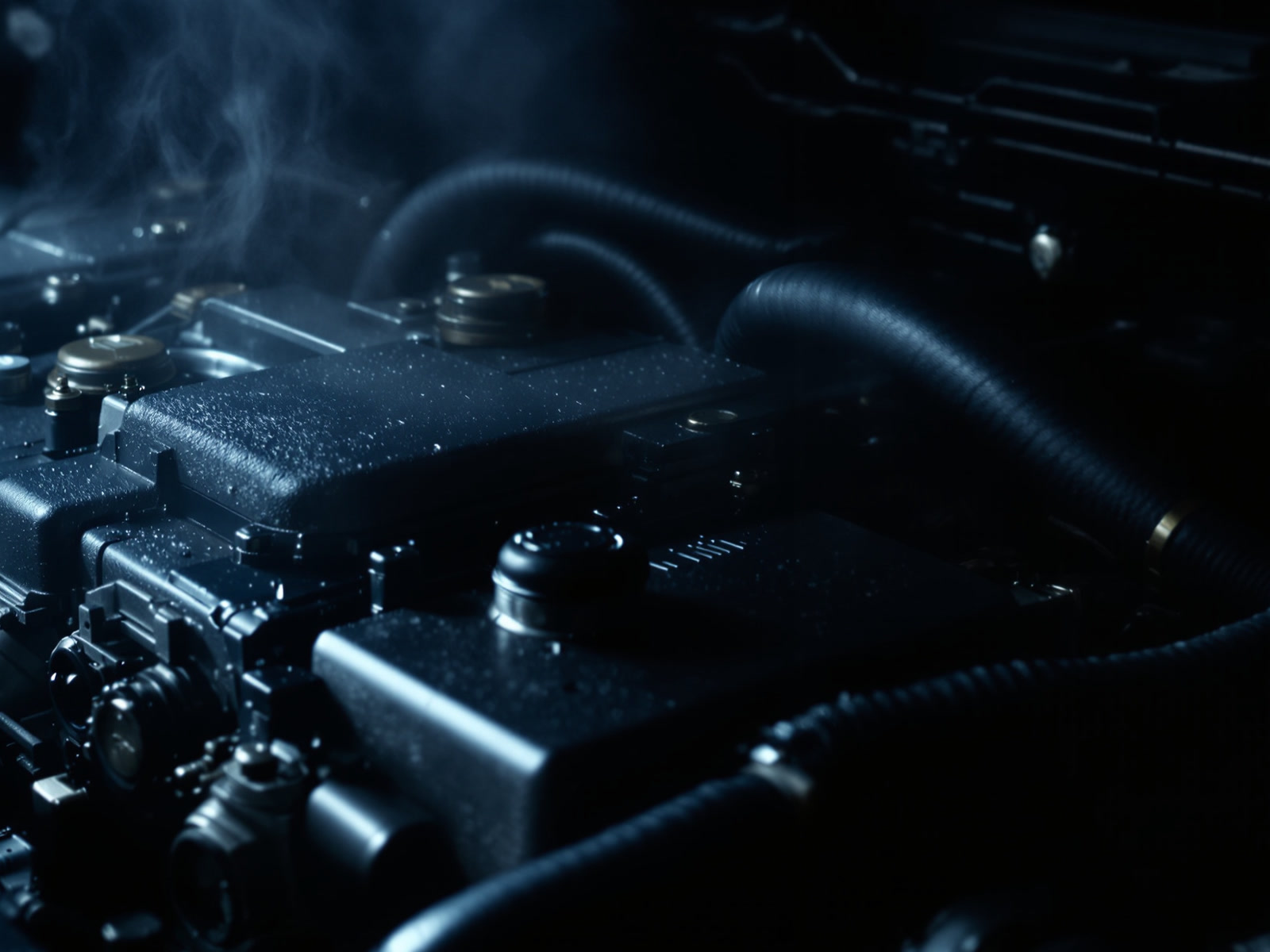 Soğuk atölye ışığında motor detayı